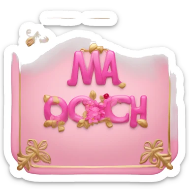 Placa de bienvenida rosa, con letras doradas: ‘Merry & Chic’ sticker
