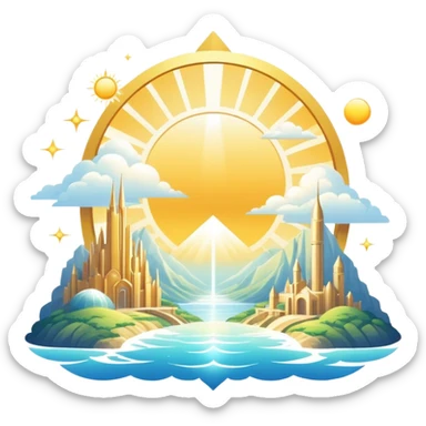 Epic complex detailed heavenly divine gradients white golden bright light solarpunk sunny aesthetic-scenery sticker