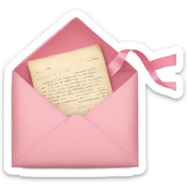vintage love letters in envelope tied with a baby pink ribbon  sticker