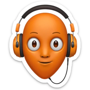 Orange round head with a Orange cone body and without arms and legs with orange antennae and headphones sticker