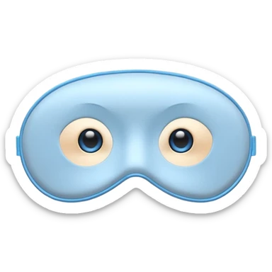 cute emoji of an isolated silky sleep mask, soft satin texture with gentle shine, light gray with pastel blue tones, embroidered sleepy eyes, no person, no face, cozy winter mood, smooth rounded shape, soft shadows sticker