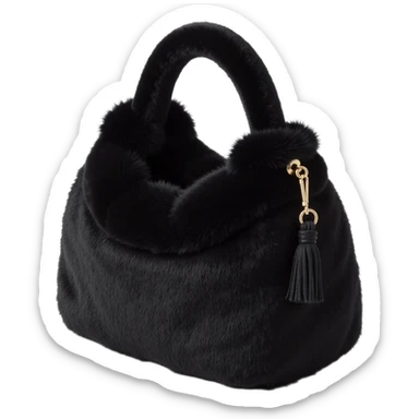 black sherpa faux fur fluffy shoulder bag purse sticker