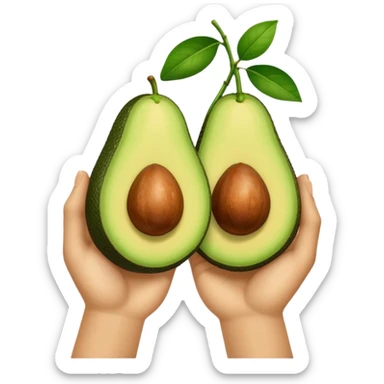 hands holding a so small avocado sticker