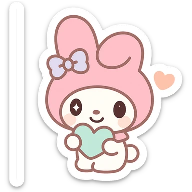 My Melody smiling with a heart wearing pink hood, soft and adorable style emoji sticker