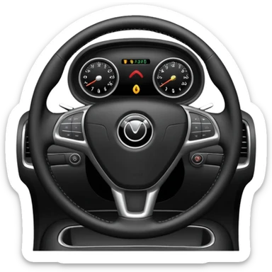The car's steering wheel is black and only the center has a light on it. sticker
