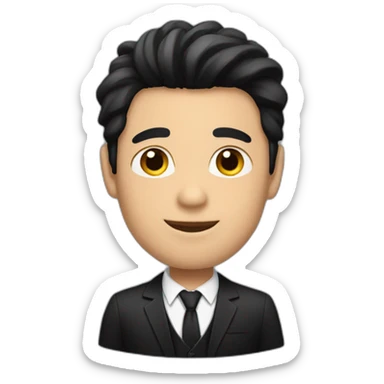 Nice guy with black hair and a black suit sticker