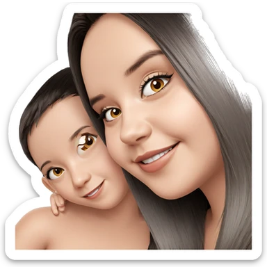 smiling girl with boy portrait sticker