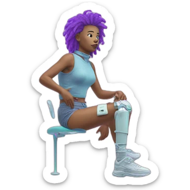 Vaporwave person with prosthetic leg  sticker