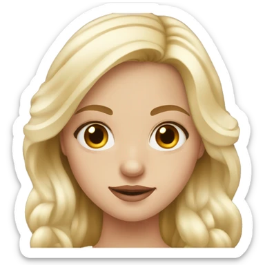 Slavic blond girl, brown eyes, red manicure  sticker