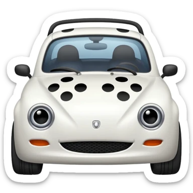 White car with black spots wherever hitler had hair and facial hair sticker