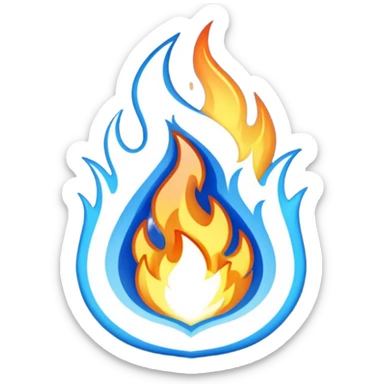Blue and white fire emoji sticker