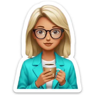 Woman with coffee , coffe shop neon glow, Midnight Wander. sticker