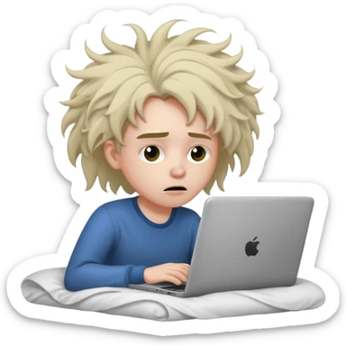 laptop working struggeling in bed sticker