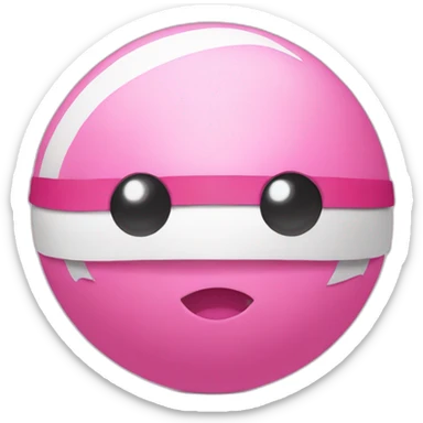 pink ball with top ribbon and white eyes sticker