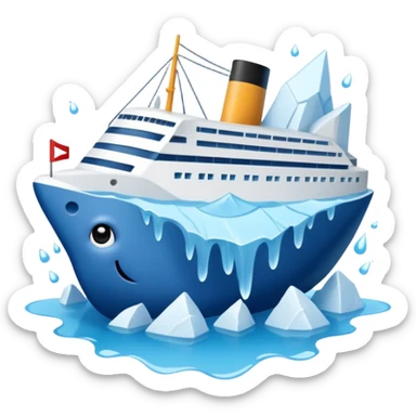 kawaii titainic crashing into an iceberg sticker
