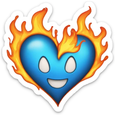 Blue heart with flames sticker
