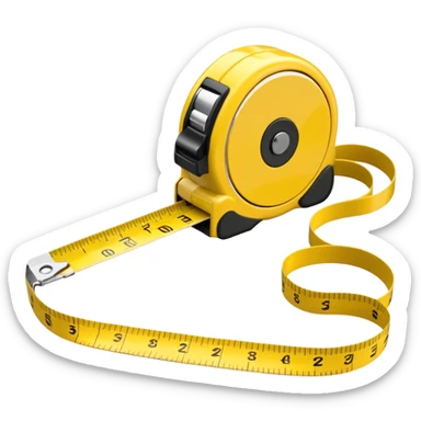 Yellow tape measure unrolled on table sticker