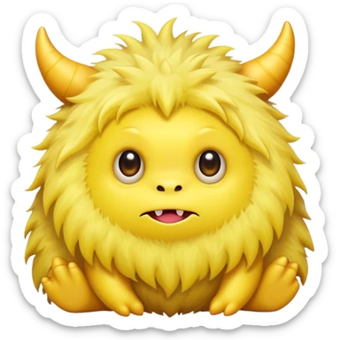 Fuzzy cute yellow monster  sticker