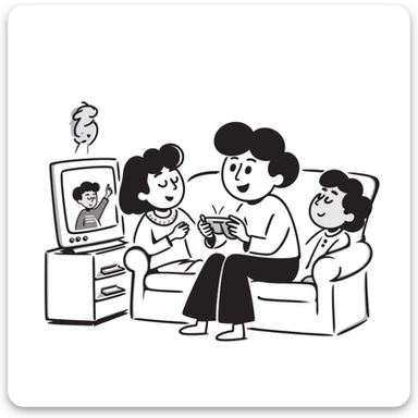 A person plays with the GameCube on tv with friends, sitting in the couch sticker