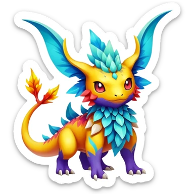Elemental magical colorful exotic animesque Pokémon-Fakémon-creature, (full body) sticker