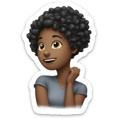 Black Curly hair girl shaking her head sticker