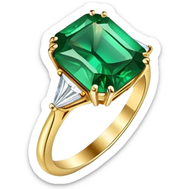 Emerald gem stone engagement ring sticker
