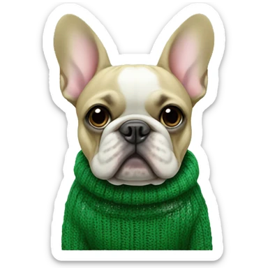 French bulldog in green knitted sweater sticker