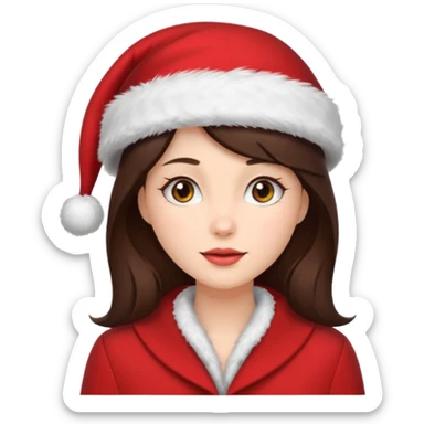 brunette woman with wearing Santa sticker