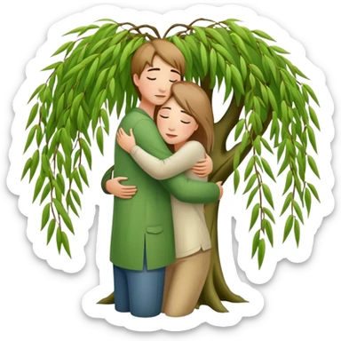 weeping willow tree with people hugging inside sticker