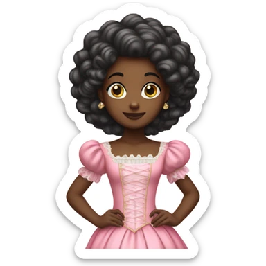 a black girl standing wearing a rococo dress pink sticker