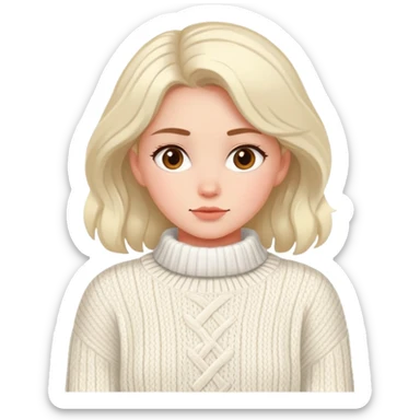 Girl in white sweater cozy sticker