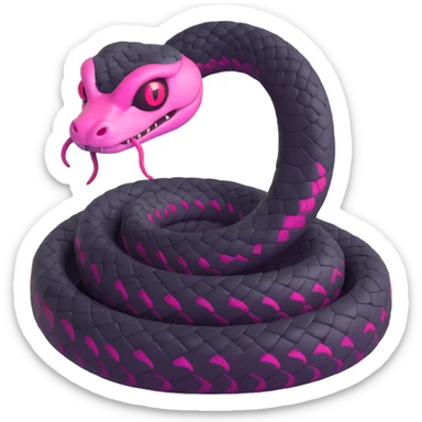 3D gothic snake with pink eyes, coiled and mysterious sticker
