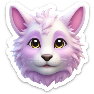 Kawaii cute colorful bright light pastel lilac-pink-white-gradient fantasy ethereal anthro fursona animal creature sticker