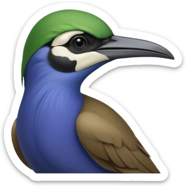 Blue Sicklebill headshot sticker