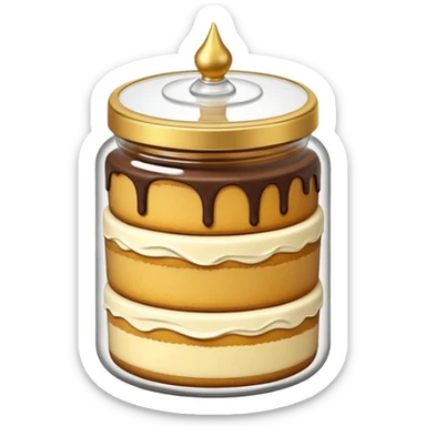 A layered little jar of cake that is gold outline black backround not colored in sticker