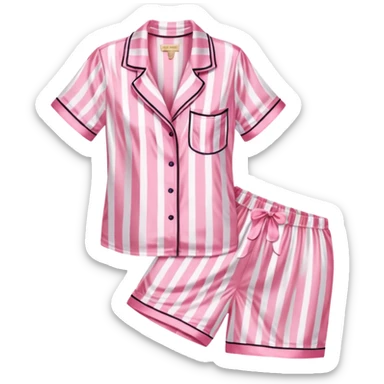 Striped pink and white silk Victoria’s Secret pajama set sticker