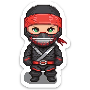 Masked ninja, red headband sticker