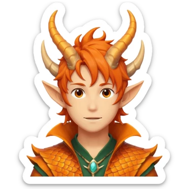 Anime Dragon Human Orange He/Him sticker