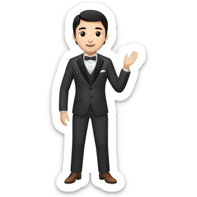 Chico moreno,ojos marrones,vestid novio, cuerpo entero, pelo negro sticker