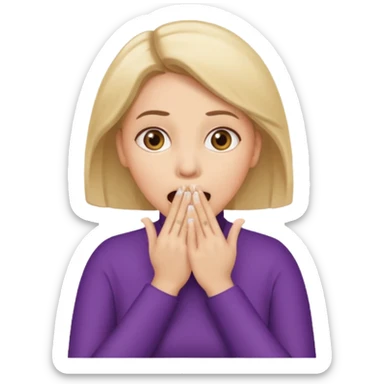 woman surprised with her hands over her mouth, full body sticker