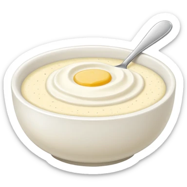 plain bowl of grits, minimal, no spoon, simple, clear sticker