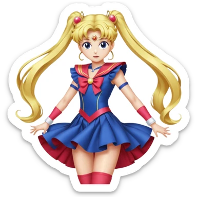Sailor Moon doing a dramatic transformation  sticker