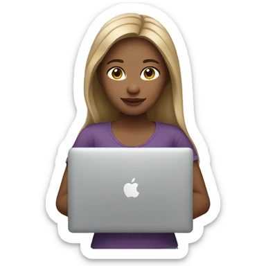 Girl-hold-MacBook-light skin-light brown hair sticker