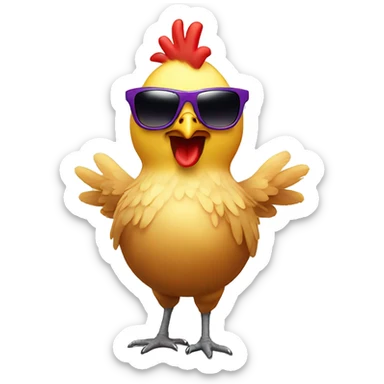 chicken with sunglasses dancing rave lights sticker