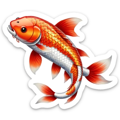 red white long Koi fish sticker