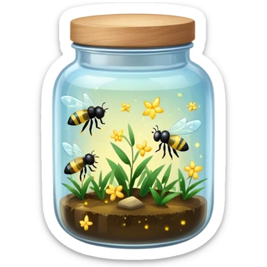 crystal jar full of fireflies sticker