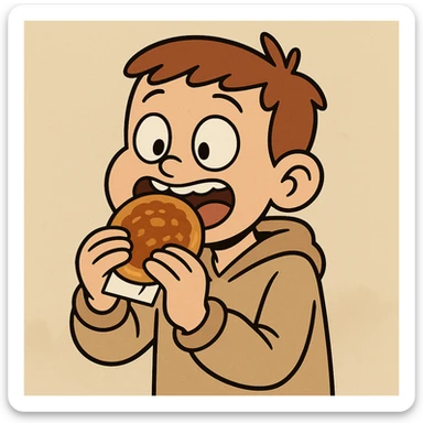 Hotteok a boy he's eating Hotteok sticker