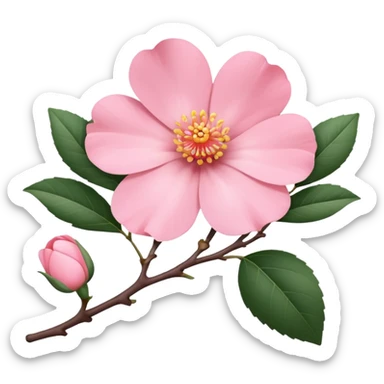 camélia pink with branch  sticker