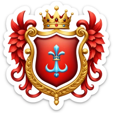 Royal crest (mainly red) sticker