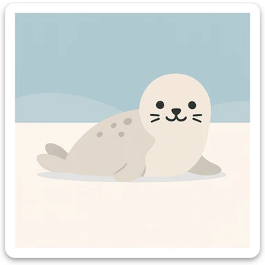 Flat design style seal in the snow sticker